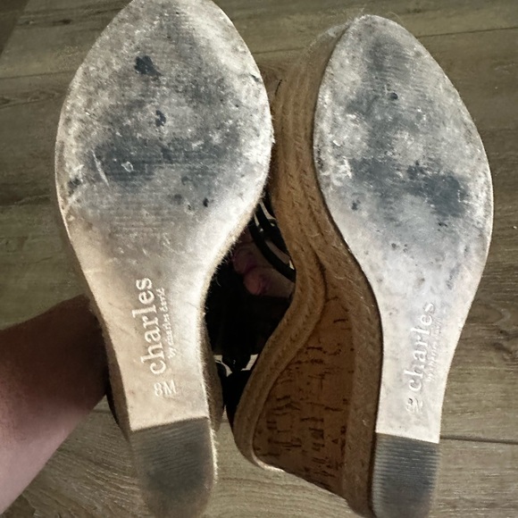 Charles David Black Strappy Wedge Sandals - Picture 6 of 8